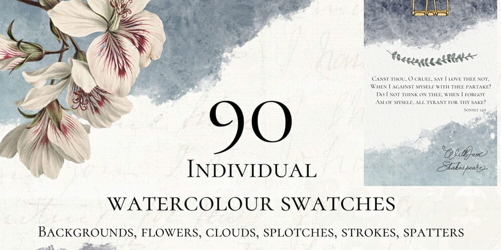 Free Watercolor Elements for Designers 44 watercolour swatches