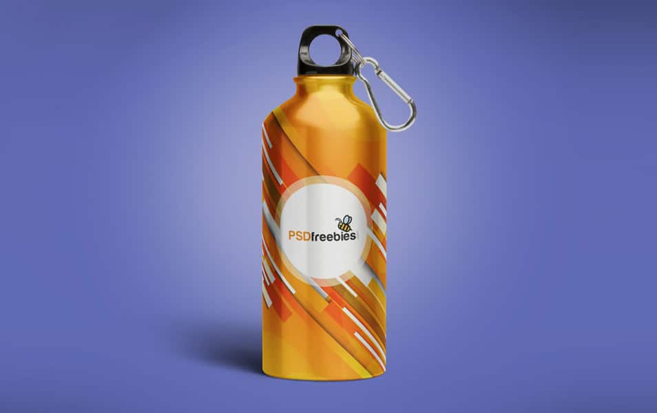 Aluminum Water Bottle Mockup Free PSD