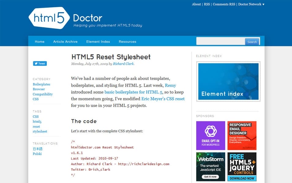 HTML5 Reset Stylesheet