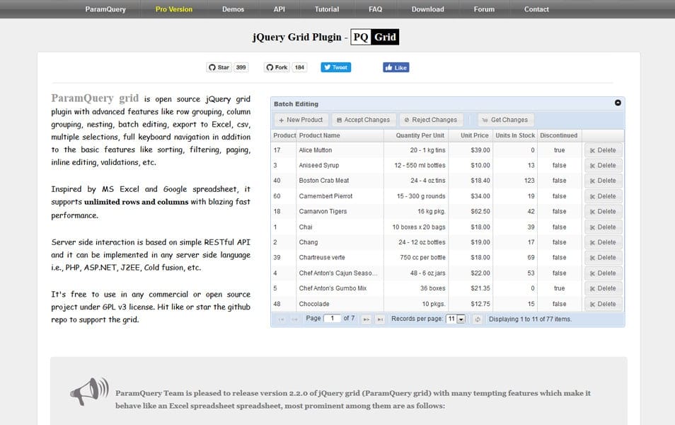 50+ Best jQuery Grid Plugins 3 ParamQuery Grid