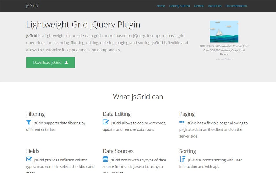 50+ Best jQuery Grid Plugins 1 jsGrid