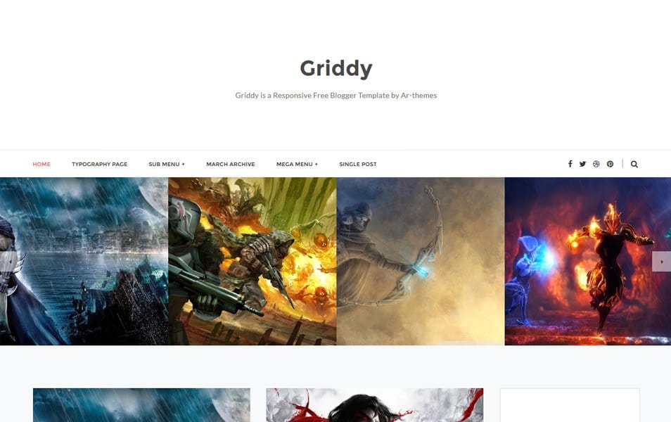 300+ Best Free Responsive Blogger Templates 2025 368 Griddy Responsive Blogger Template