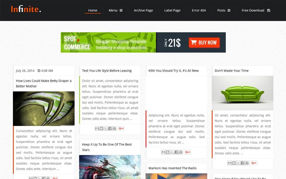 300+ Best Free Responsive Blogger Templates 2025 370 Infinite Responsive Blogger Template