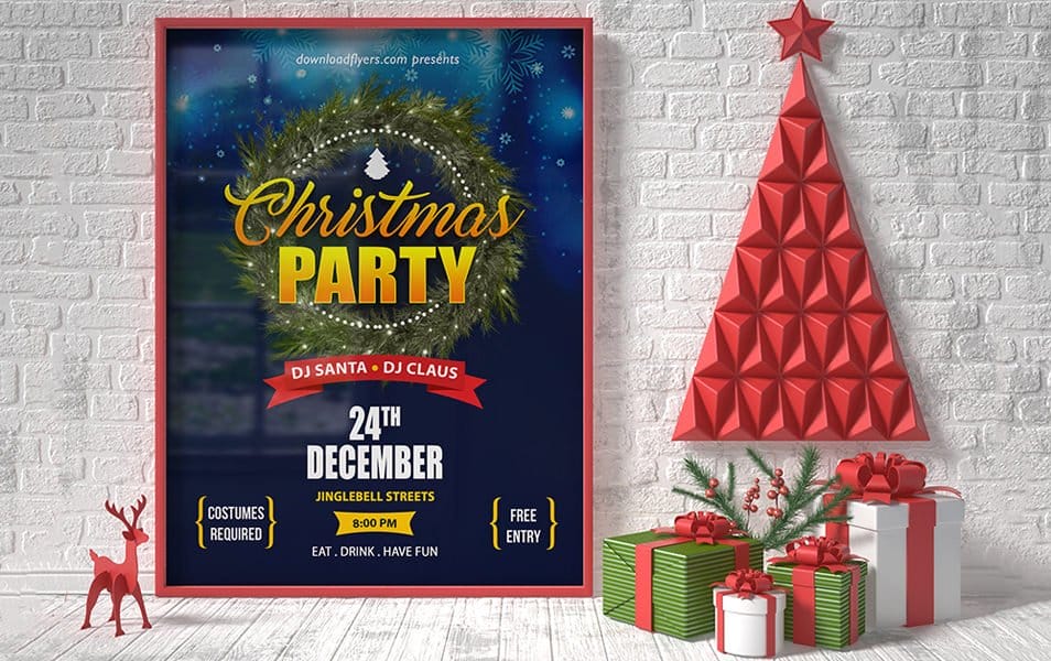 Christmas Poster Flyer Mockup Free PSD