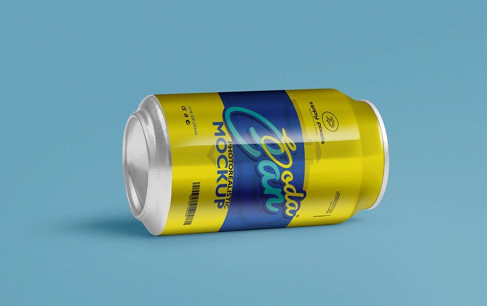 Free Cool Soft Drink Can Mockup PSD