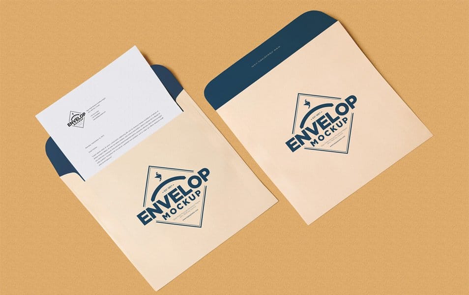 Free Unique Squared Shaped Envelope PSD Mockup