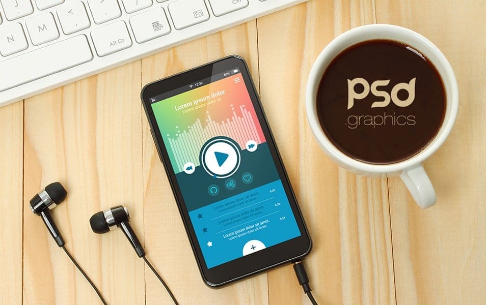 300+ Smartphone Mockup PSD Templates 330 Music App Smartphone Mockup PSD