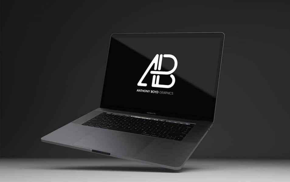 Realistic Space Gray Macbook Pro Mockup