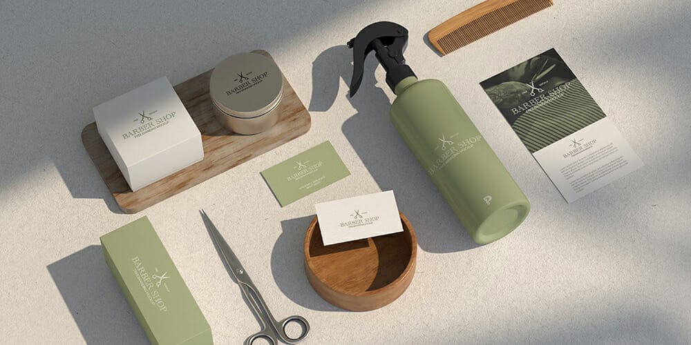Best Free Scene Creators for Designers 87 Barber Shop Branding Mockup