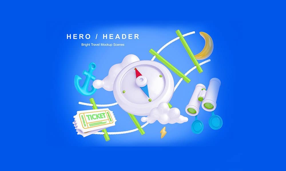 Best Free Scene Creators for Designers 41 Bright Travel Mockup Scenes PSD