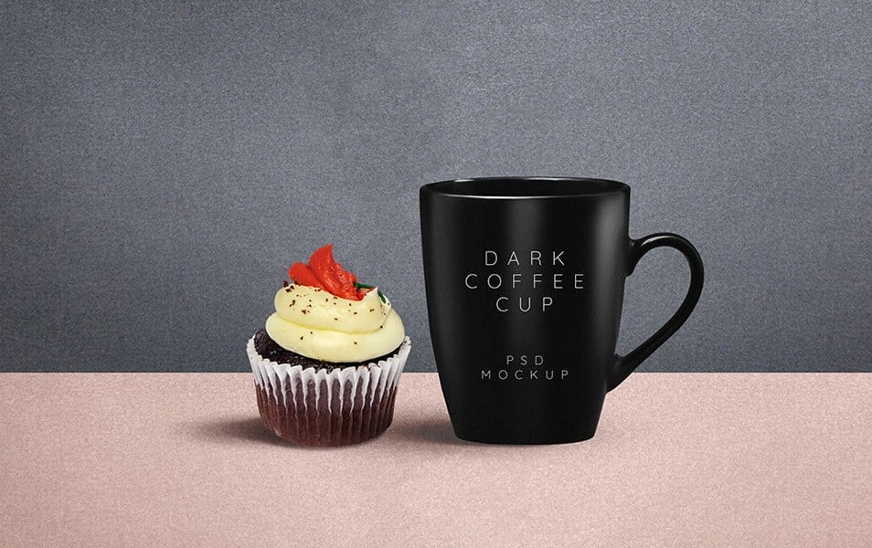 Dark Coffee Mug PSD Mockup