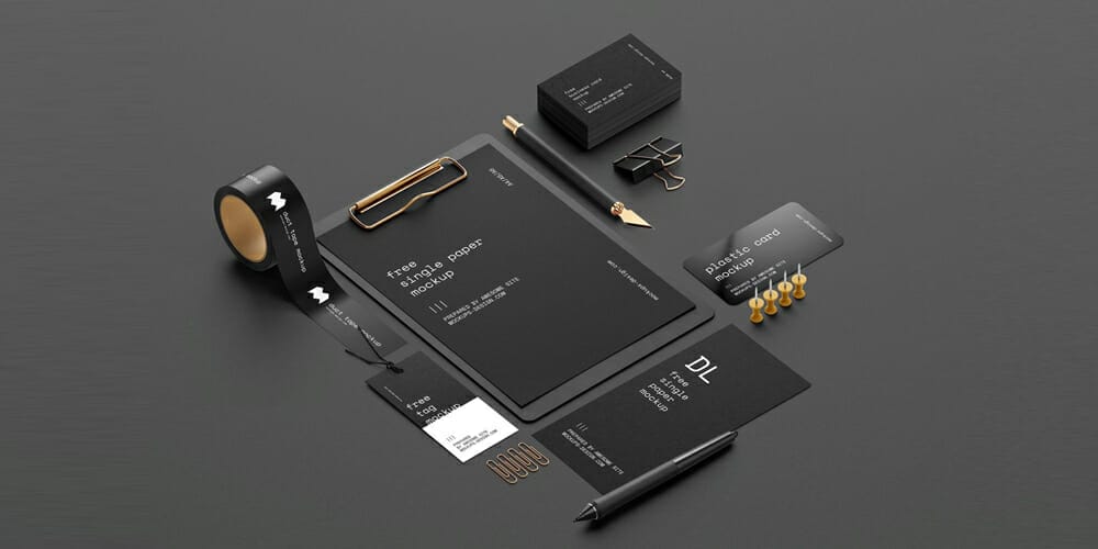 Best Free Scene Creators for Designers 59 Dark Stationery Mockup
