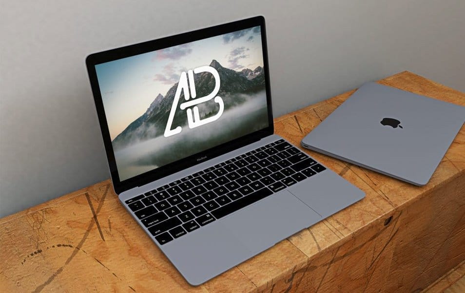 Free Realistic Space Grey Macbook Mockup