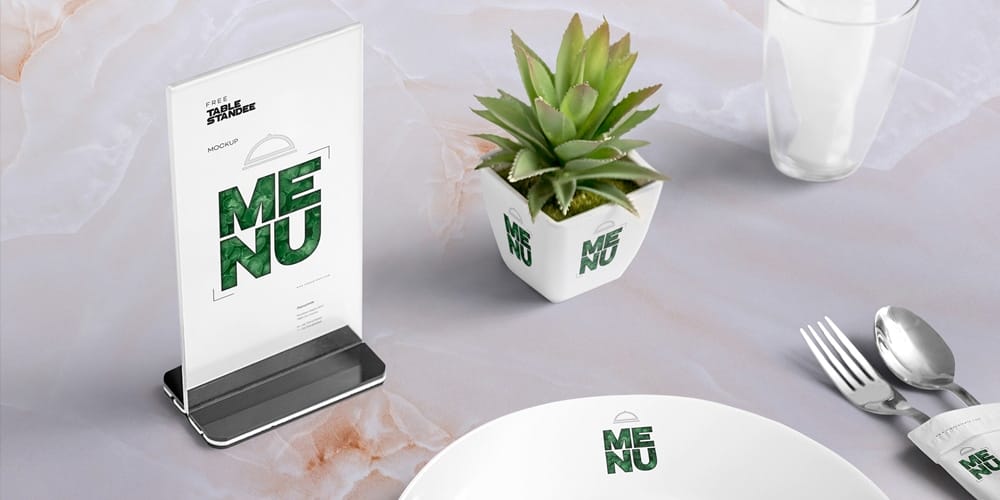 Best Free Scene Creators for Designers 28 Free Table Menu Mockup Scene PSD