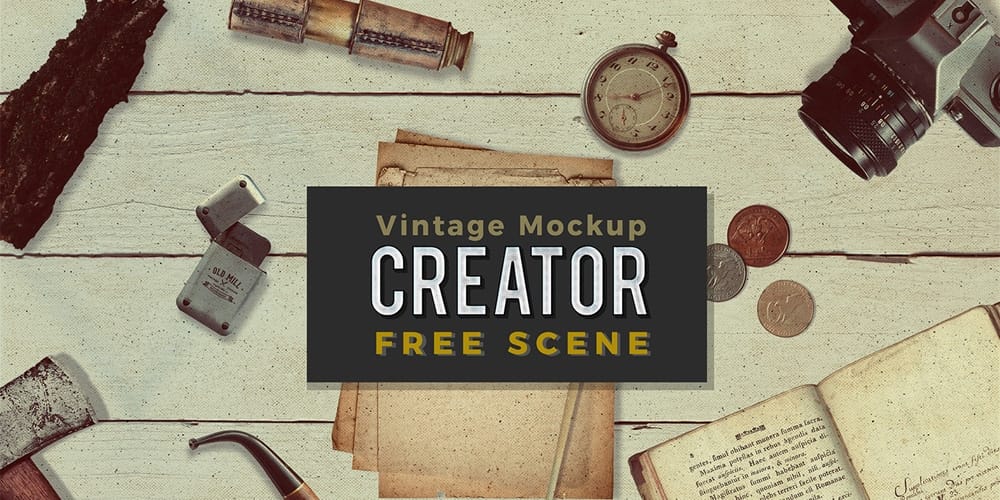 Best Free Scene Creators for Designers 18 Free Vintage Mockup Scene PSD