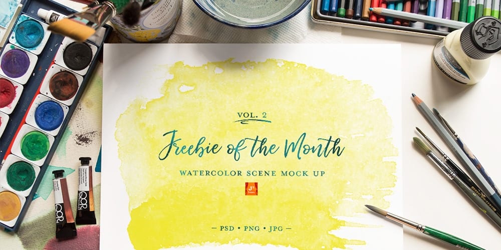 Best Free Scene Creators for Designers 16 Free Watercolor Scene Mockup PSD