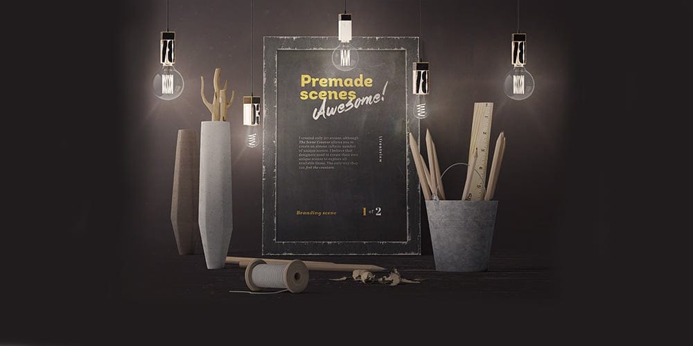 Best Free Scene Creators for Designers 35 Home Vintage Mockup Scene PSD