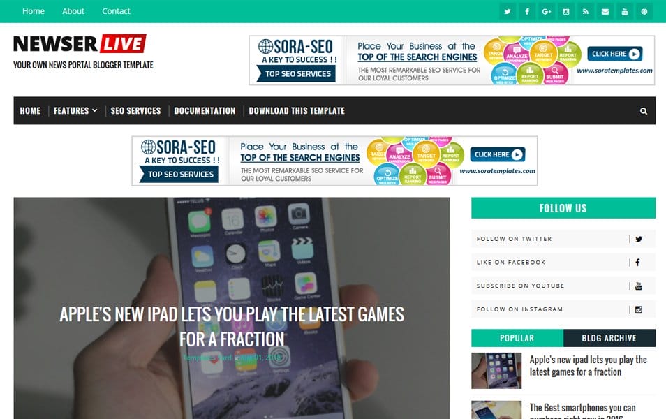 150+ Free Responsive Magazine Style Blogger Templates 2025 69 Newser Responsive Blogger Template