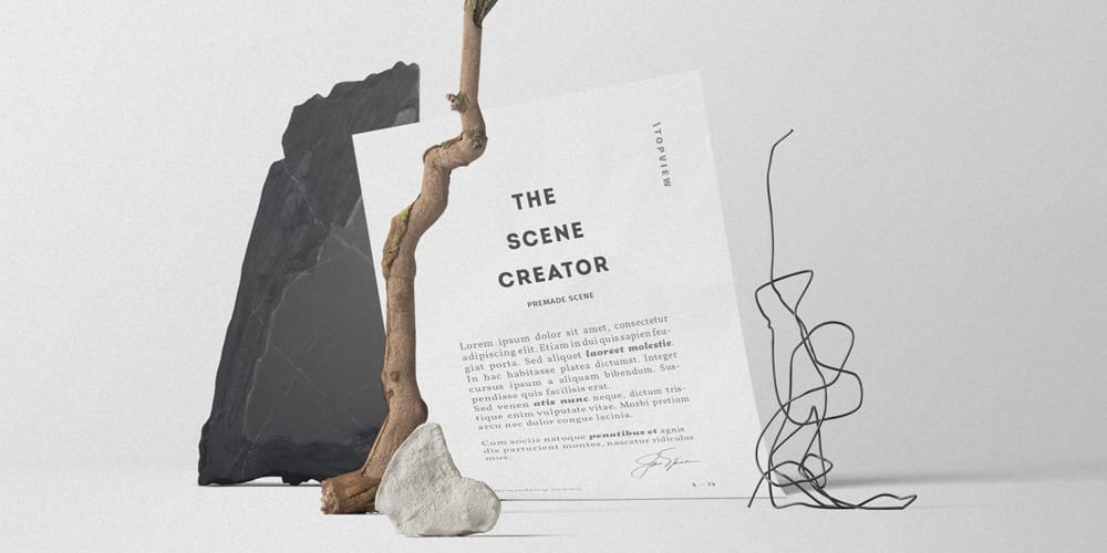 Best Free Scene Creators for Designers 141 Paper In A Composition Of Objects Mockup
