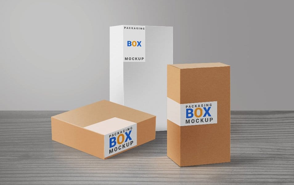 Product Packaging Boxes PSD Mockup