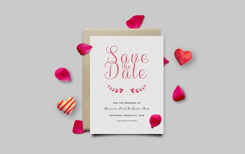 Save The Date Invitation Card Mockup PSD