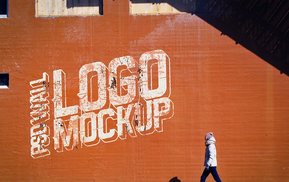 Street Wall Logo Mockup PSD