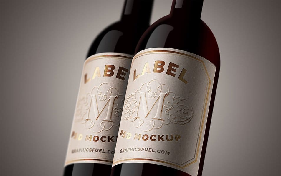 Wine Bottle Label Mockup PSD