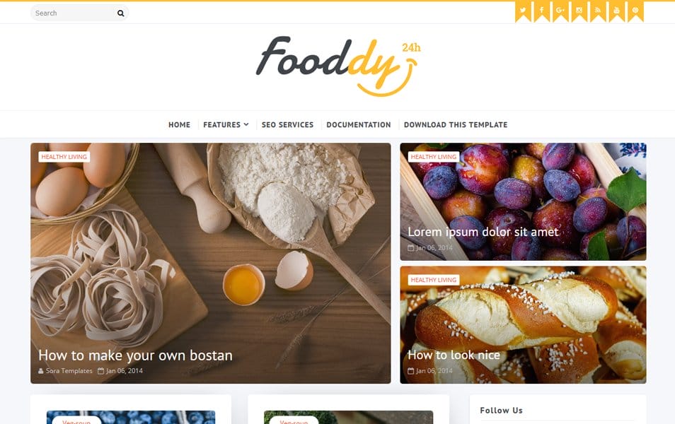 300+ Best Free Responsive Blogger Templates 2025 452 Fooddy Responsive Blogger Template