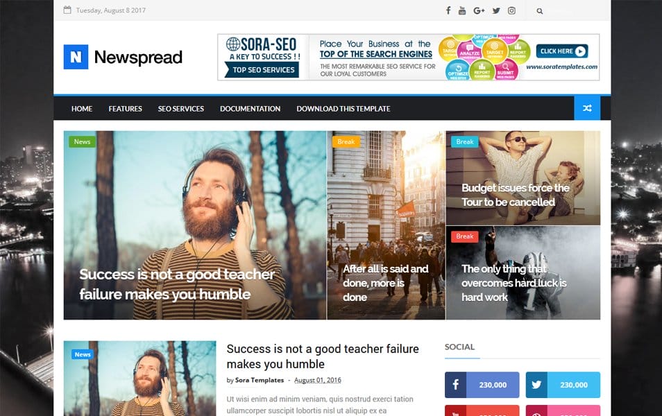 300+ Best Free Responsive Blogger Templates 2025 200 New Spread Responsive Blogger Template