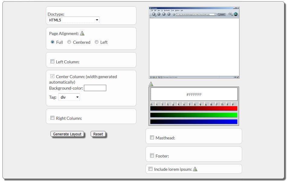 The Ultimate Collection of CSS Generators 125 CSS Layout Generator