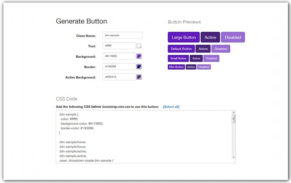 The Ultimate Collection of CSS Generators 96 BBG - Bootstrap Button Generator