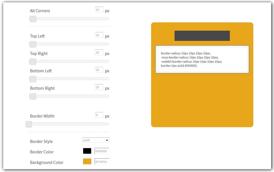 The Ultimate Collection of CSS Generators 211 Border Radius CSS Generator | CSSmatic