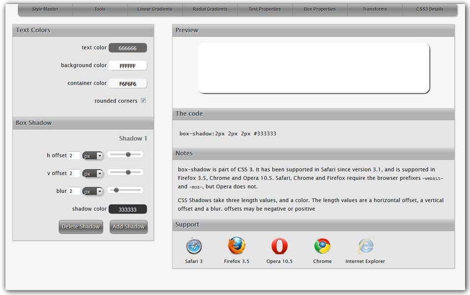 The Ultimate Collection of CSS Generators 243 Box Shadow Generator | westciv