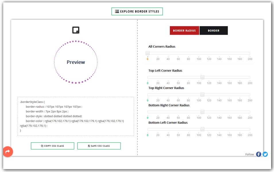 The Ultimate Collection of CSS Generators 223 CSS Border Style & Border Radius Generator