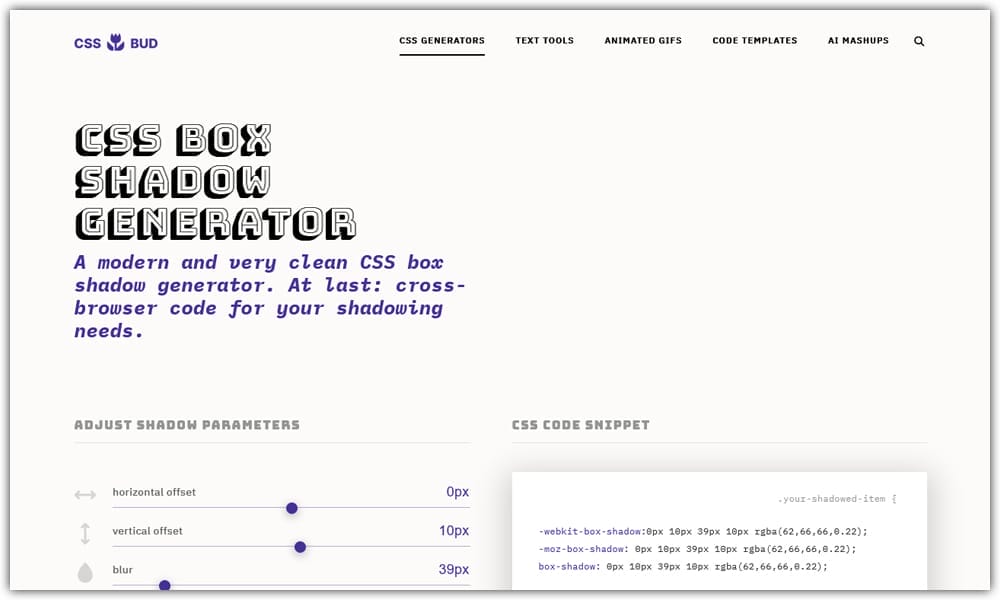 The Ultimate Collection of CSS Generators 237 CSS Box Shadow Generator
