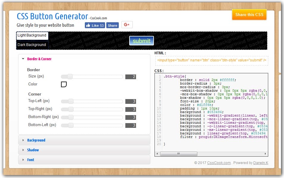 The Ultimate Collection of CSS Generators 87 CSS Button Generator