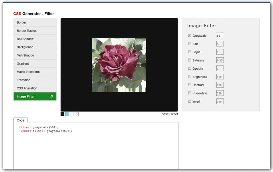 The Ultimate Collection of CSS Generators 339 CSS Filter Generator | Angrytools