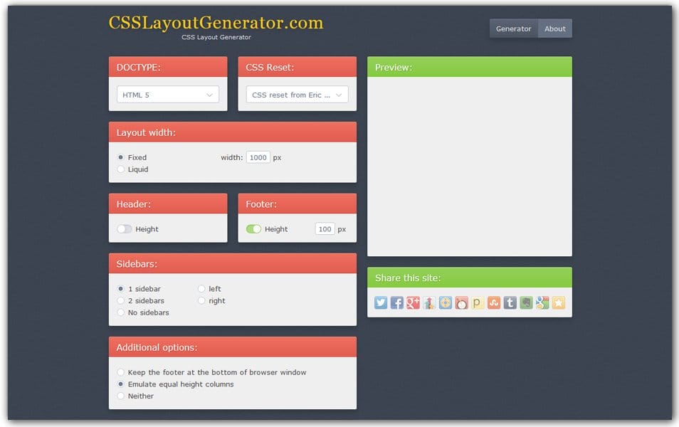 The Ultimate Collection of CSS Generators 117 CSS Layout Generator