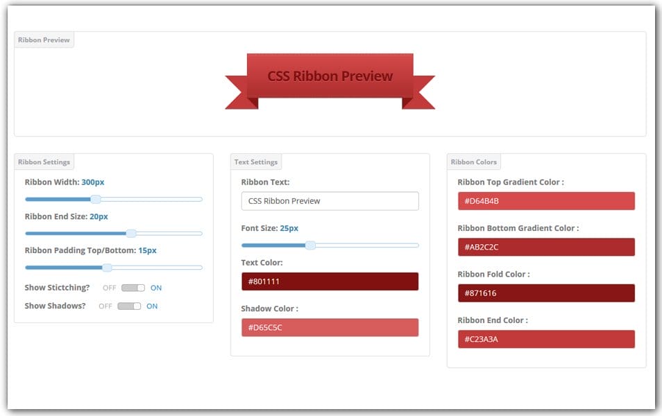The Ultimate Collection of CSS Generators 312 CSS Ribbon Generator | GenerateIt