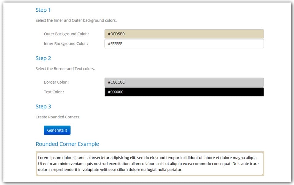 The Ultimate Collection of CSS Generators 323 CSS Rounded Corner Generator | GenerateIt