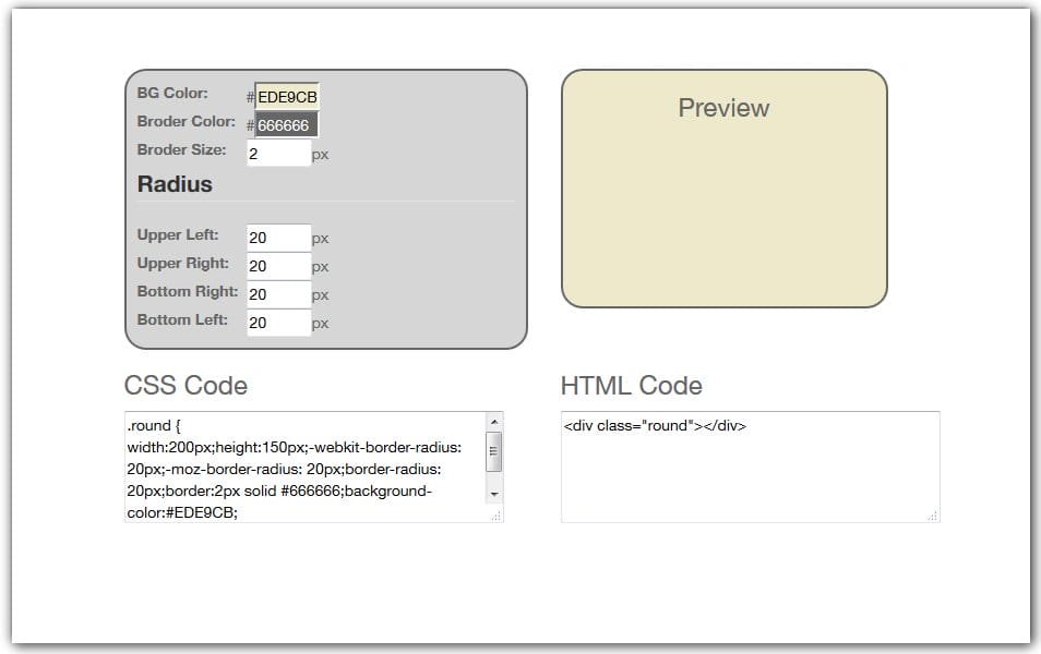 The Ultimate Collection of CSS Generators 325 CSS Rounded Corners Generator | 99Webtools