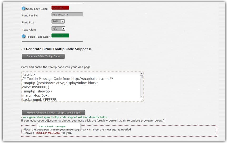 The Ultimate Collection of CSS Generators 352 CSS SPAN Tooltip Code Snippet Generator