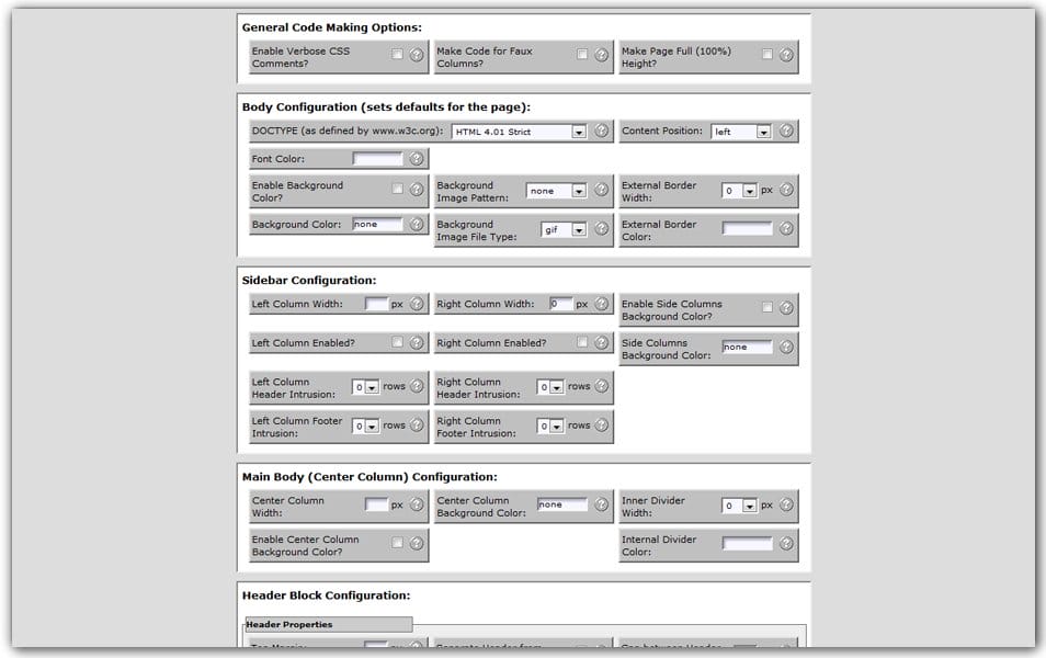 The Ultimate Collection of CSS Generators 131 CSS Source Ordered Variable Border 1-3 Columned Page Maker