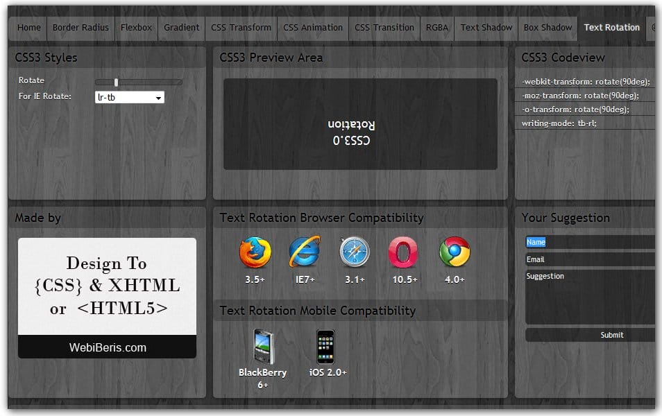 The Ultimate Collection of CSS Generators 342 CSS Text Rotation | CSS3 Maker