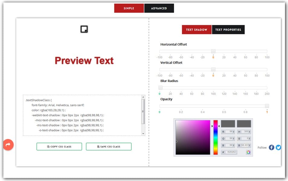 The Ultimate Collection of CSS Generators 190 CSS Text Shadow Generator | Colorify