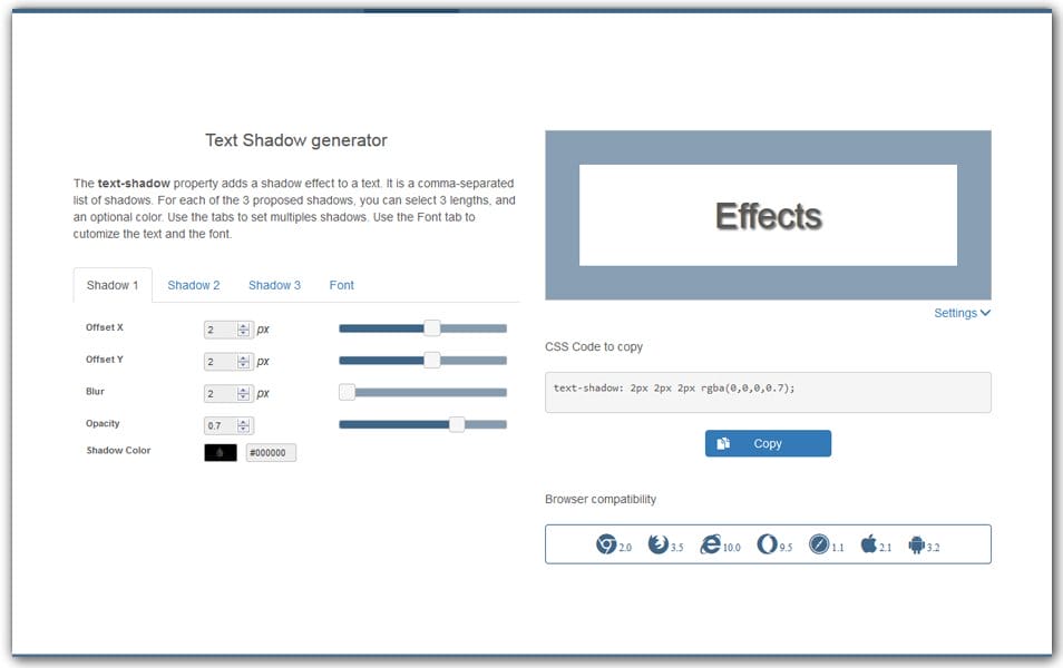 The Ultimate Collection of CSS Generators 193 CSS Text Shadow Generator | MakingCSS