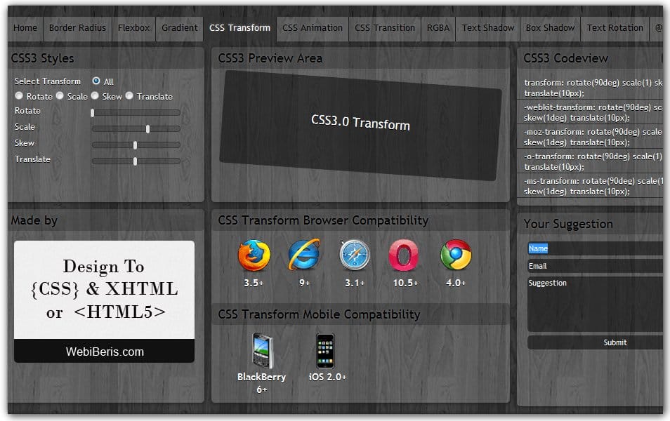 The Ultimate Collection of CSS Generators 259 CSS Transform Generator | CSS3 Maker