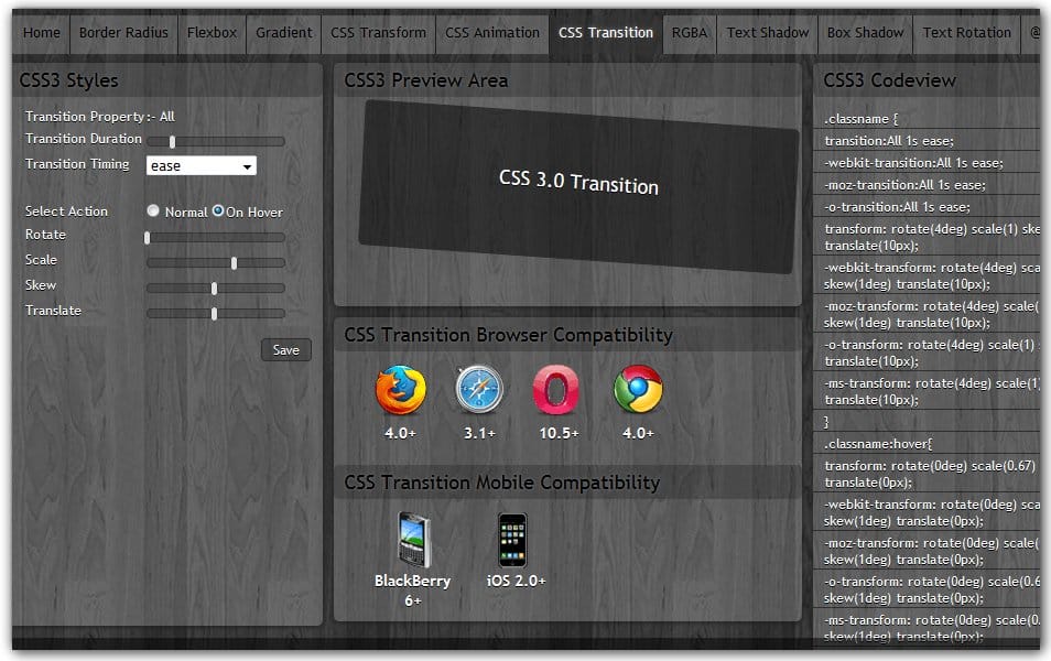 The Ultimate Collection of CSS Generators 268 CSS Transition Generator | CSS3 Maker