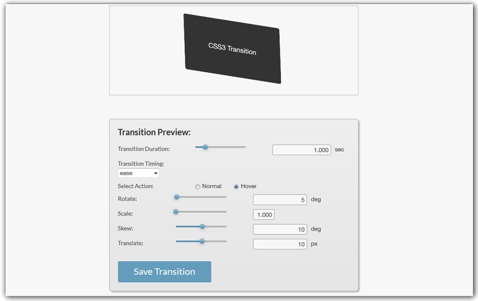 The Ultimate Collection of CSS Generators 269 CSS Transition Generator | CSS3gen