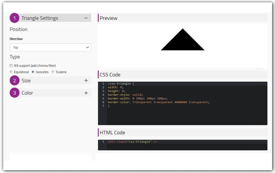 The Ultimate Collection of CSS Generators 366 CSS Triangle Generator | Doodle Nerd